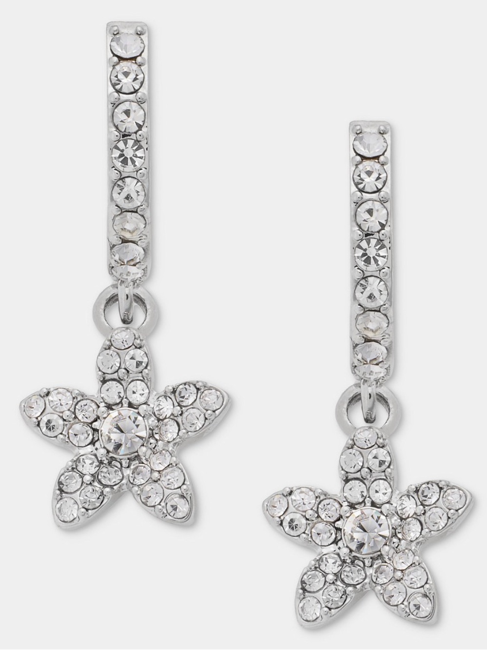 NWT! Givenchy Crystal Flower Charm Huggie Hoop Earrings